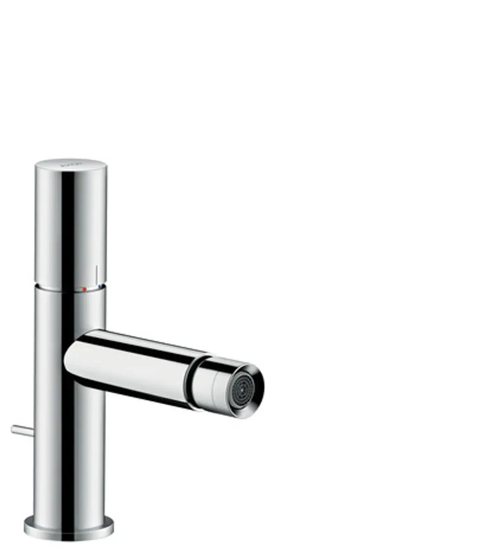Axor Bidetmischer in Chrom mit Einhebelbedienung und Zugstangen-Ablaufgarnitur. Eignet sich für den modernen Badezimmerbereich.